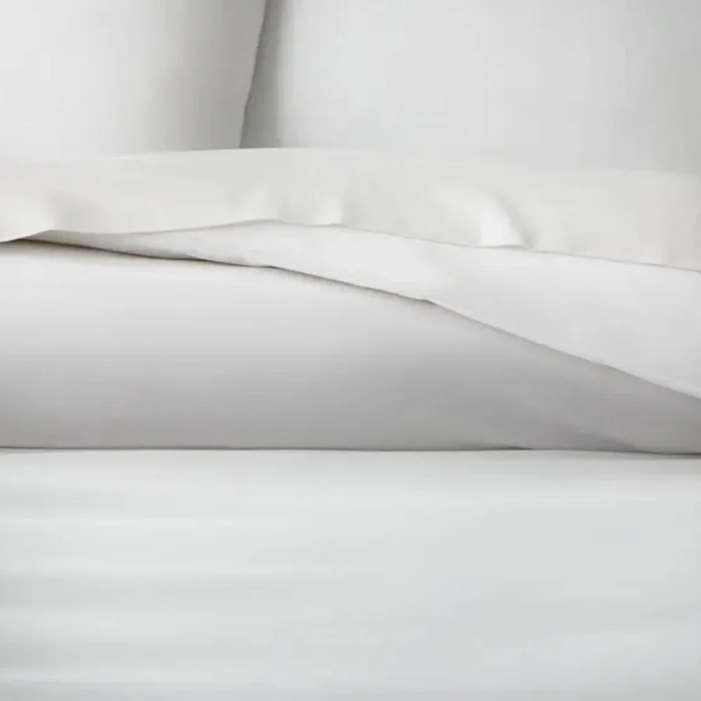 Aqua Knife Edge Egyptian Cotton Duvet Cover Sham Set Full Queen White